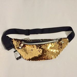 gold sequin fanny pack